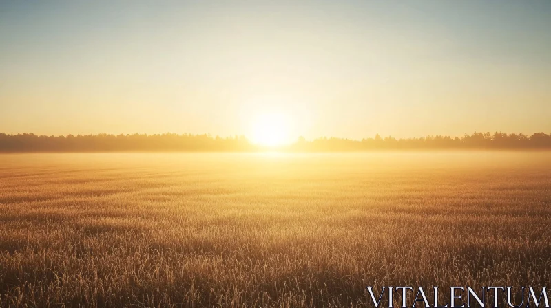 Golden Morning in Wheat Field AI Image