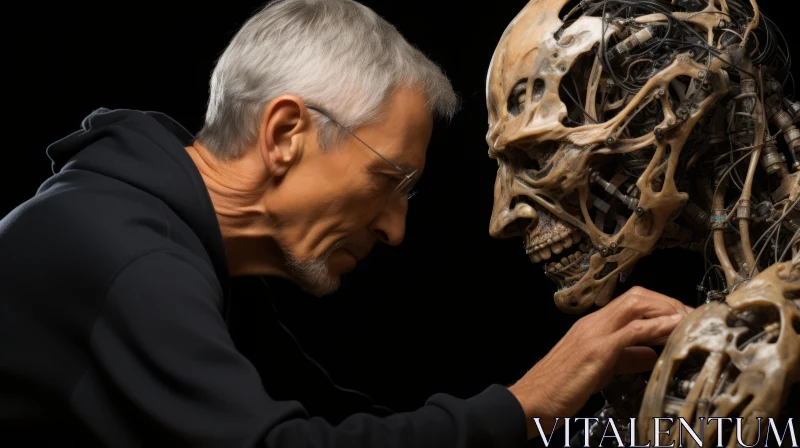 Artistic Portraiture: Human, Robot and Skeleton AI Image