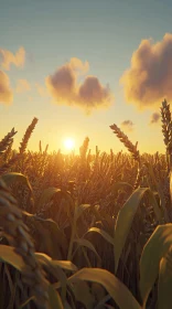 Sunset Over Wheat Field