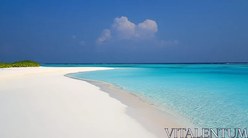 AI ART Idyllic Beach Scene with White Sand and Blue Ocean