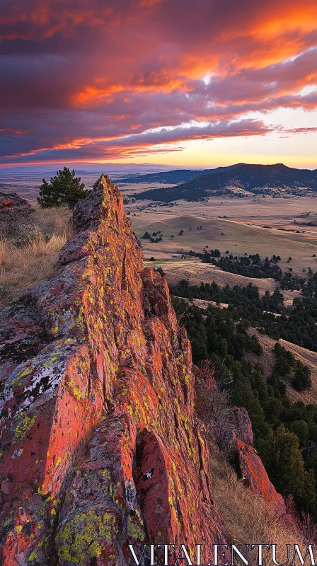 Sunset Over Vibrant Mountain Range AI Image