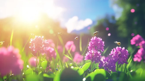 Sunlit Blossoms in a Serene Meadow