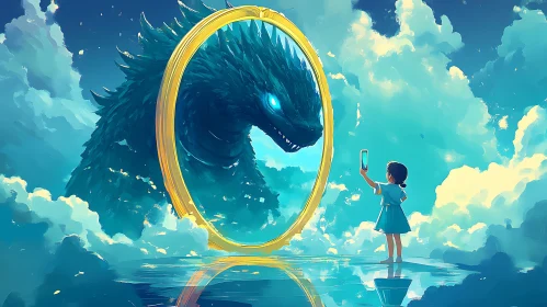 Ethereal Encounter Between Child and Dragon