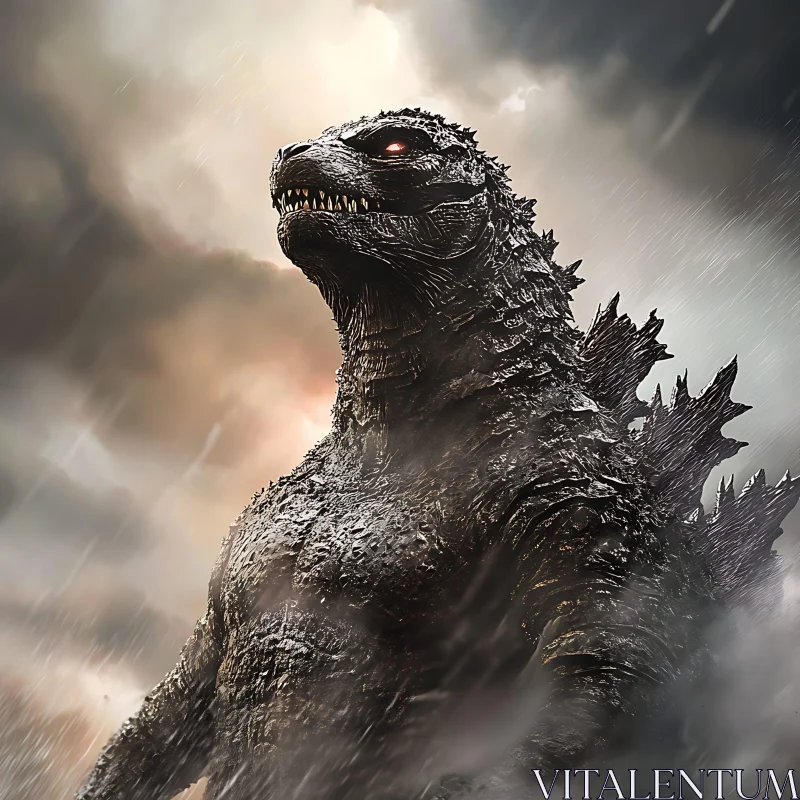 Menacing Beast in the Rain AI Image