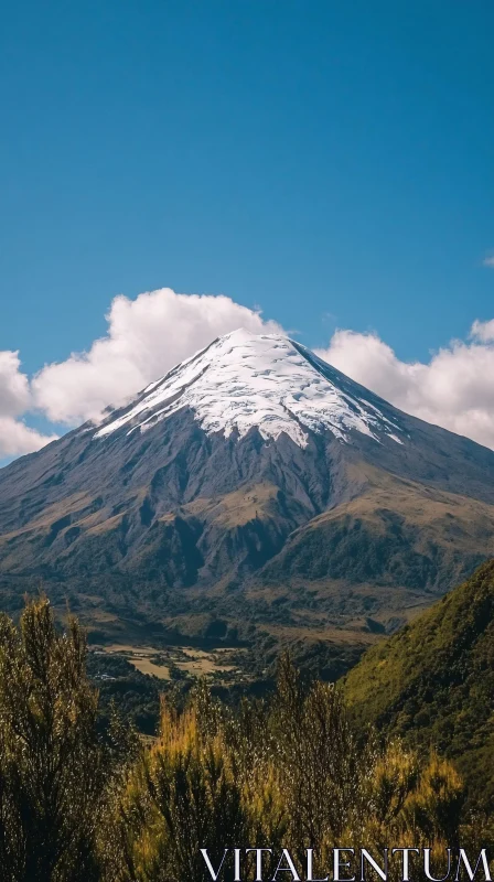 Scenic View of Snow-Capped Mountain AI Image