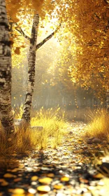 Golden Autumn Forest Scene