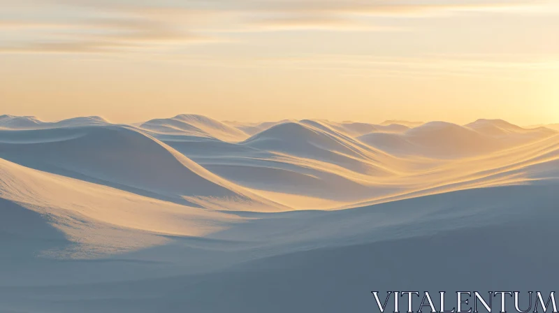 AI ART Serenity of Snowy Hills During Sunrise