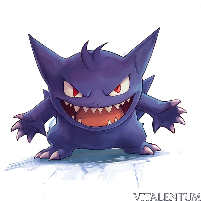 Gengar Ghost Pokémon Illustration AI Image