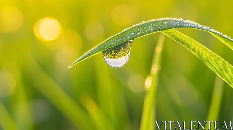 AI ART Macro Shot of a Dewdrop on Grass