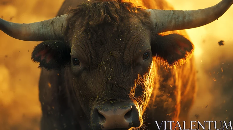 Golden Hour Bull AI Image