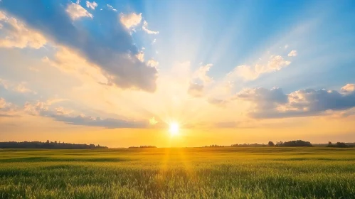 Golden Hour in the Field: A Sunset Spectacle