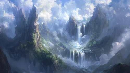 Majestic Misty Mountains and Waterfalls