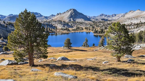 Serene Alpine Lake with Rocky Surroundings