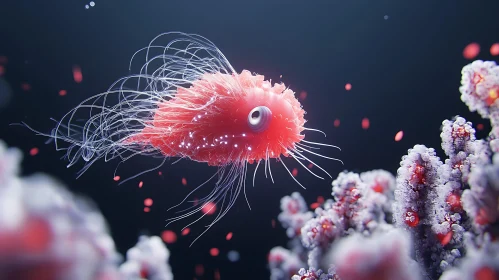 Marine Microbe Among Coral Formations