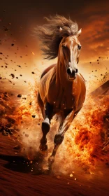 Fiery Equine Majesty - High Detail Artistic Representation