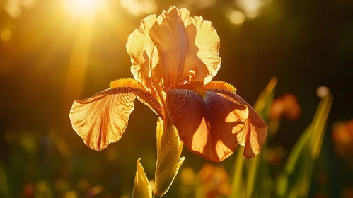 Illuminated Iris in Warm Sun