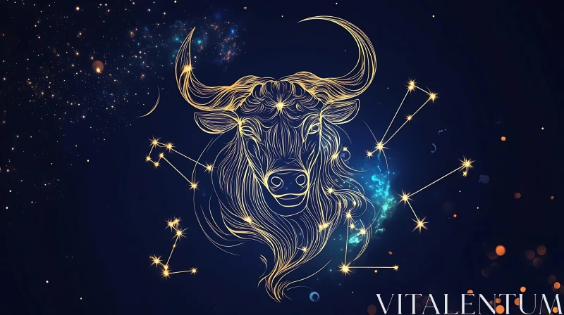 Night Sky Bull Constellation Zodiac Illustration AI Image