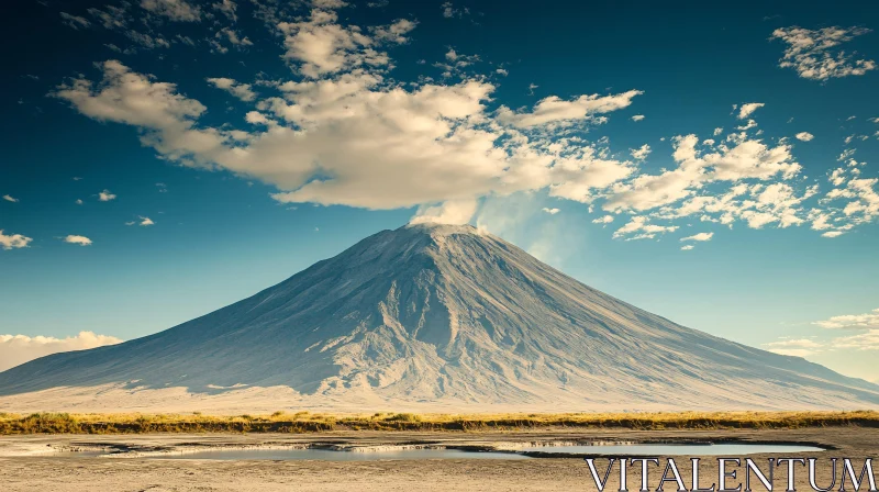 Stunning Volcanic Landscape with Blue Sky AI Image