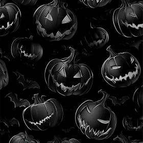 Scary Halloween Pumpkins and Bats