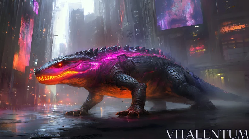 AI ART Cyberpunk Lizard in Futuristic City