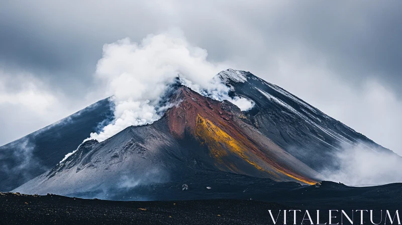 AI ART Volcano Eruption with Smoke and Lava