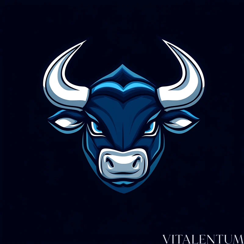 Blue Bull with Horns Digital Art AI Image