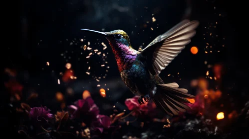 Graffiti-Inspired Hummingbird in Flight: A Fusion of Nature and Street Art
