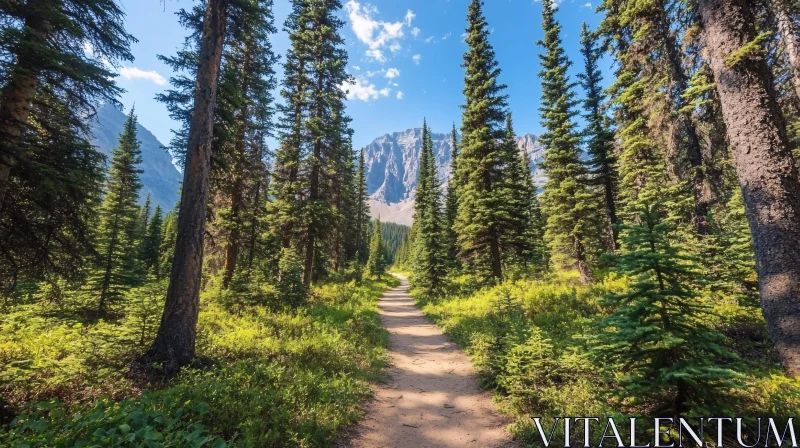 AI ART Forest Path with Mountain View