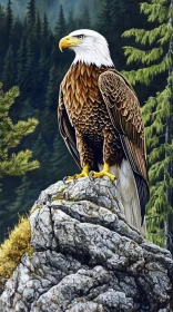 Eagle Perched in Verdant Wilderness