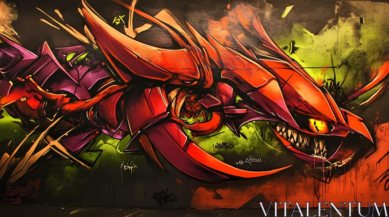 AI ART Urban Mural of a Futuristic Dragon