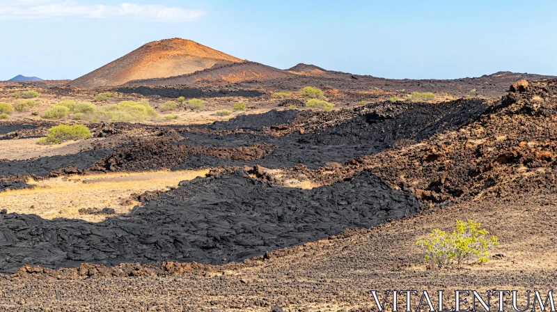 AI ART Rugged Terrain of Volcanic Fields and Cone