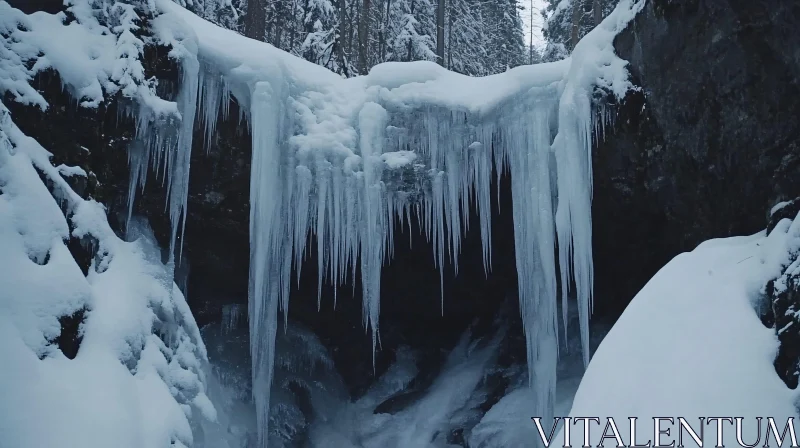 AI ART Frozen Cavern with Hanging Icicles