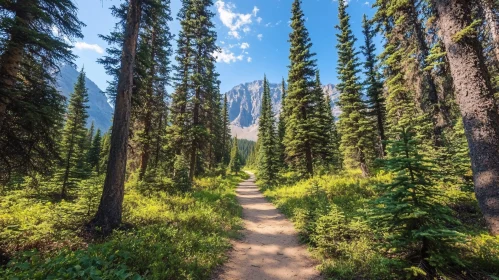 Forest Path with Mountain View