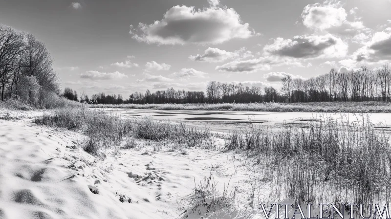 Winter Riverbank Serenity AI Image