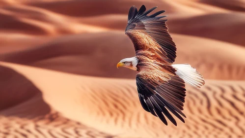 Eagle in Flight Over Beautiful Desert