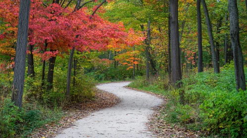 Peaceful Woodland Trail in Fall