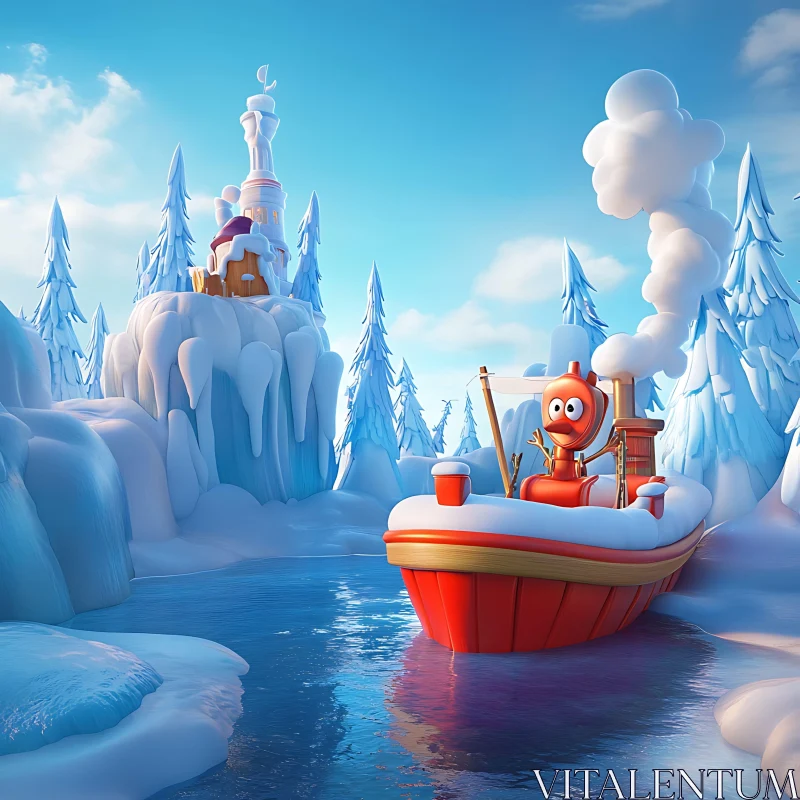 Animated Winter Adventure Scene AI Image