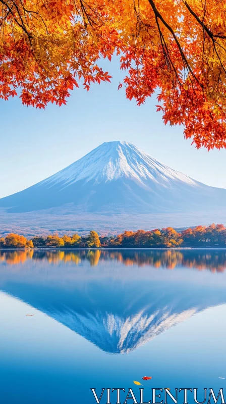 AI ART Majestic Autumn Mountain and Lake Reflection