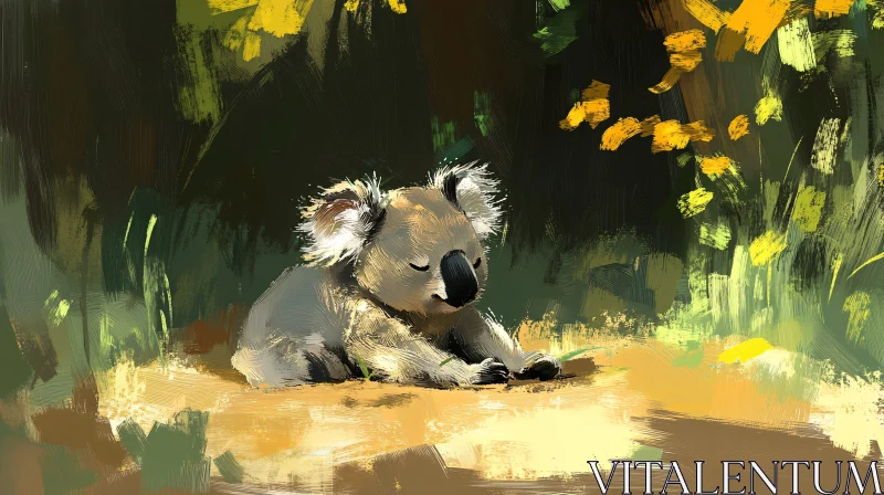 Peaceful Koala Painting AI Image