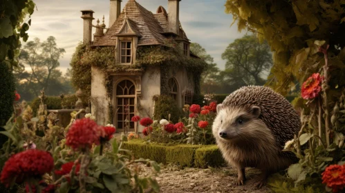 Enchanting Hedgehogs in a Vintage Garden Scene