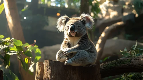 Tranquil Koala in Natural Habitat AI Image