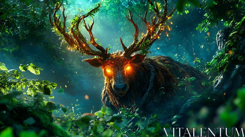 AI ART Mythical Deer in Enchanted Forest