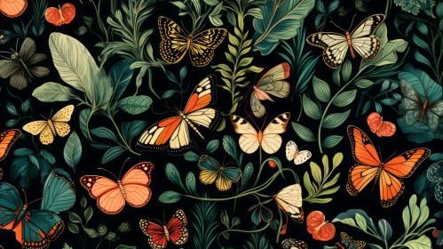Golden Age Inspired Butterfly Botanical Illustrations
