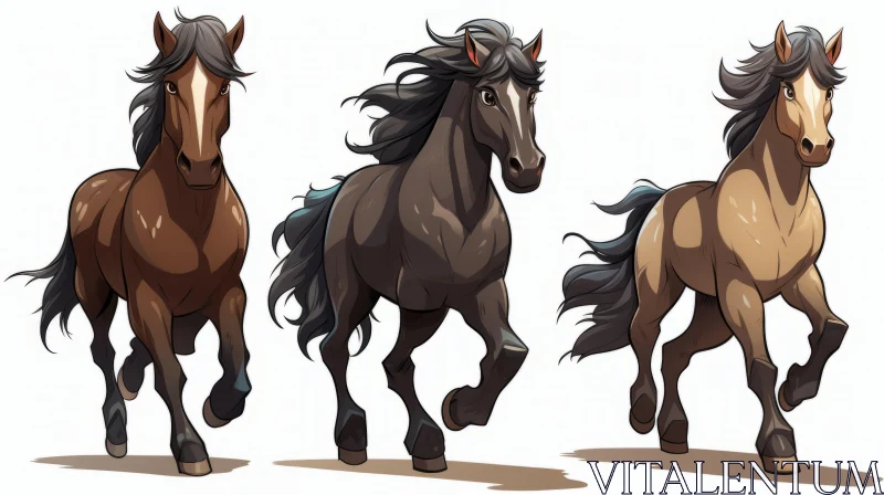 AI ART Pictorial Anime Style Horses in Motion | Game Art