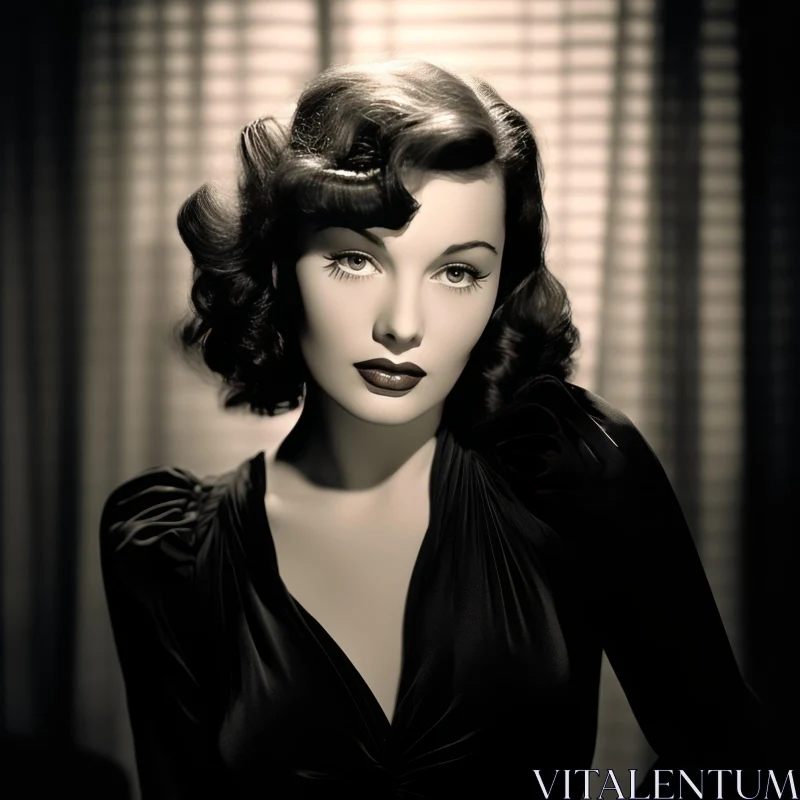 Vintage Hollywood Style Portrait in Black and White AI Image