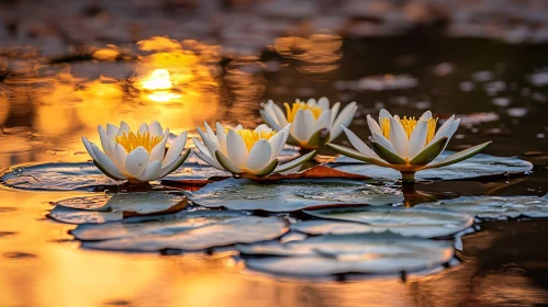 Golden Hour Water Lilies