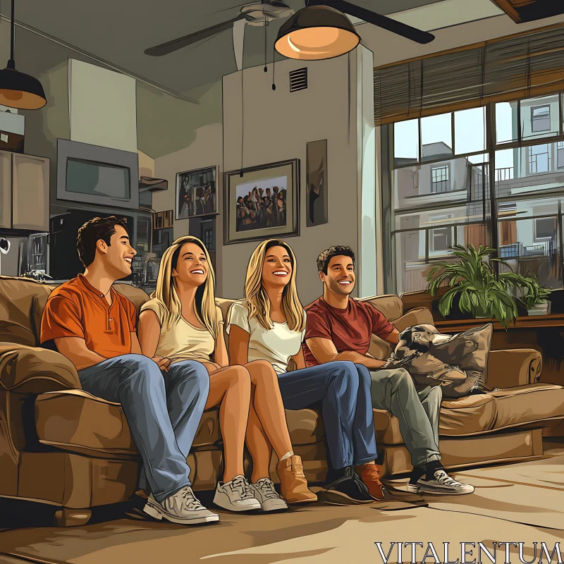 Group of Friends in Casual Setting AI Image