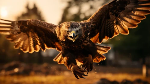 Golden Eagle in Flight: A Majestic Display of Animal Motifs