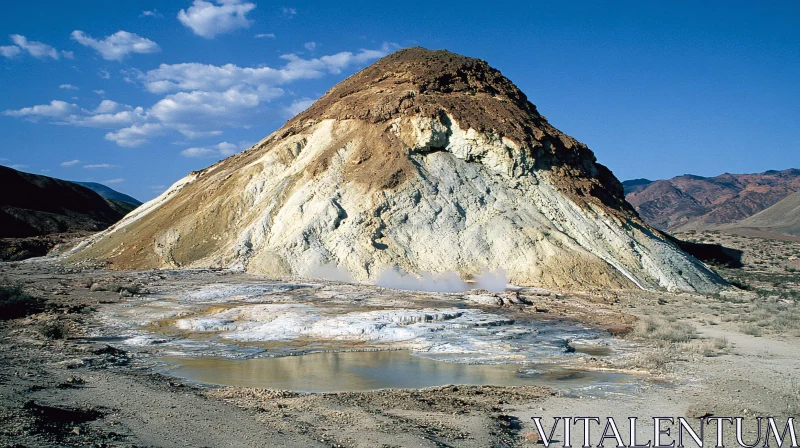 AI ART Majestic Desert Mountain with Geothermal Activity