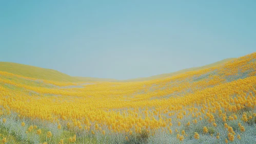 Serene Landscape of Blooming Yellow Flowers